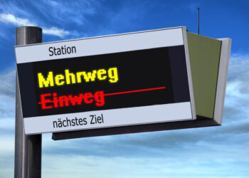 S-Bahn-Schild "Nächstes Ziel Mehrweg"