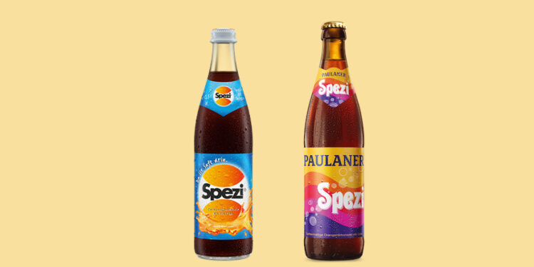 Spezi-Flaschen von Riegele und Paulaner