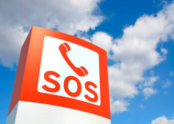 Notrufsäule mit SOS-Symbol