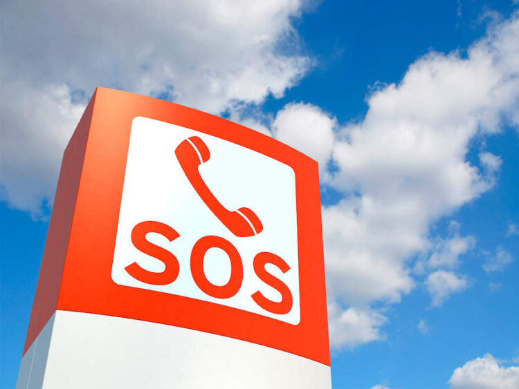 Notrufsäule mit SOS-Symbol