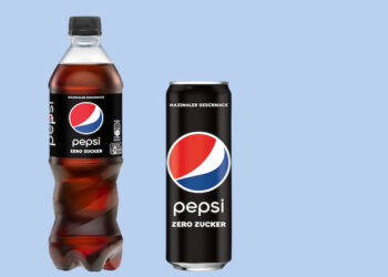 Flasche und Dose der zuckerfreien Pepsi im neuen Look