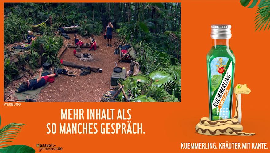 Kuemmerling-Werbemotiv im Dschungelcamp