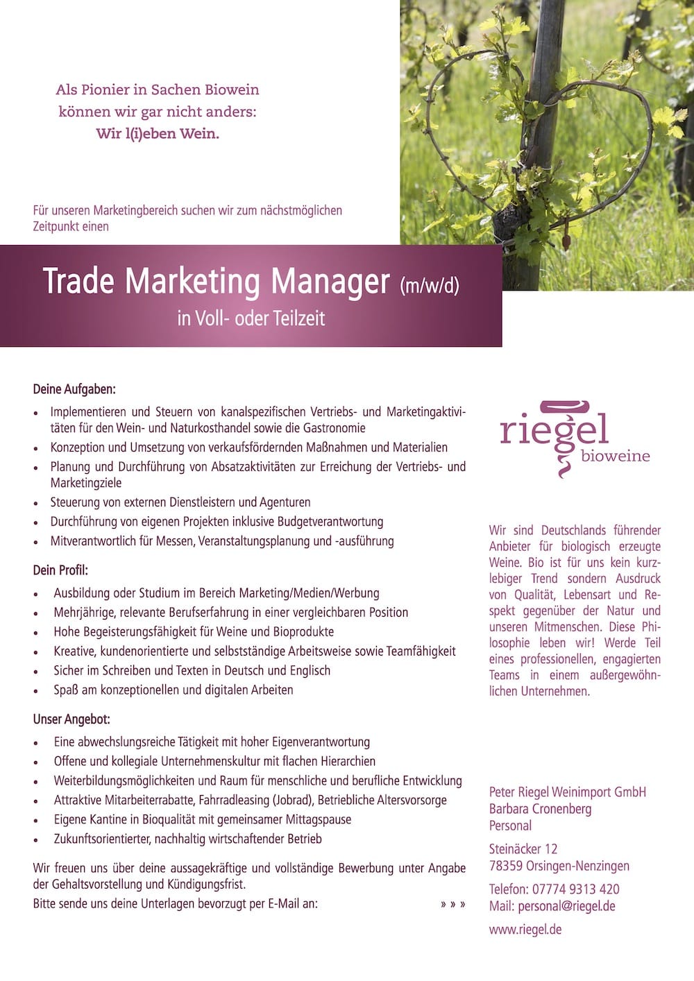 Trade Marketing Manager (m/w/d) in Voll- oder Teilzeit