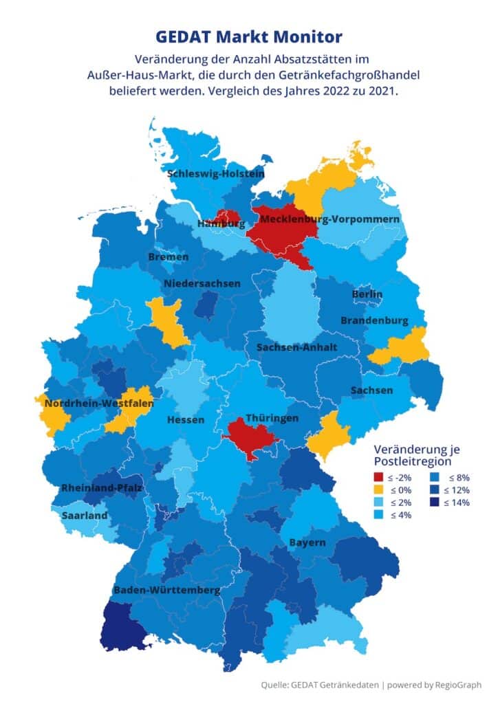 Entwicklung der Gaststättenzahl in Deutschland (Quelle: Gedat)