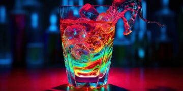 Psychedelisches Cocktailglas in bunten Farben