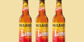 Drei Flaschen Paulaner Limo Orange