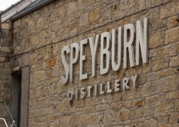 Namensschriftzug an der Speyburg Distillery