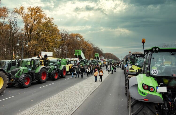 Traktoren bei der Demonstration in Berlin