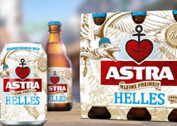 Dose, Flasche und Sixpack von Astra Helles