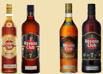 Havana Club Añejo Especial und Añejo 7 Años im neuen Design (links) und zum Vergleich in der bisherigen Optik