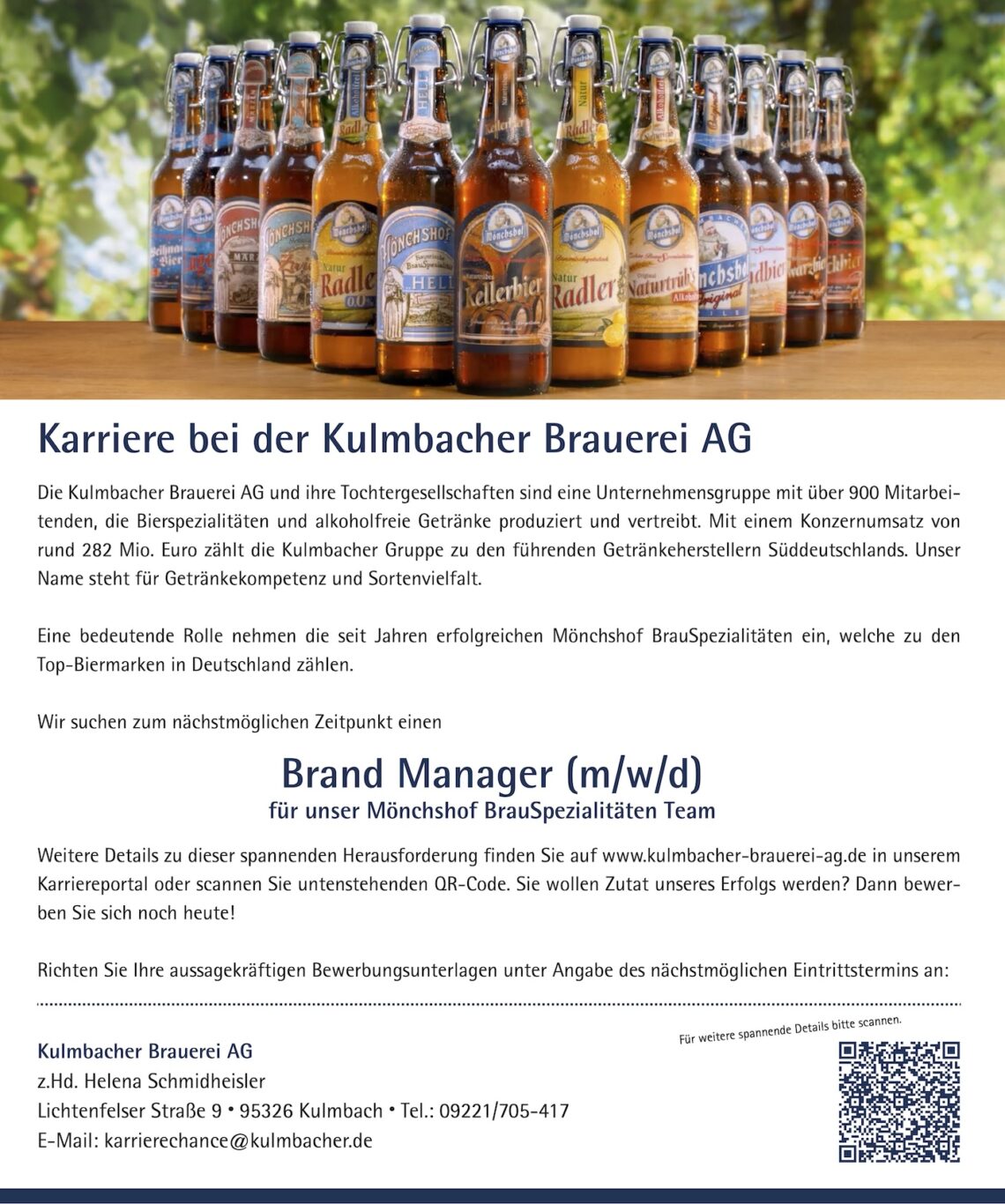 Stellenangebot Kulmbacher Brand Manager (m/w/d) Mönchshof