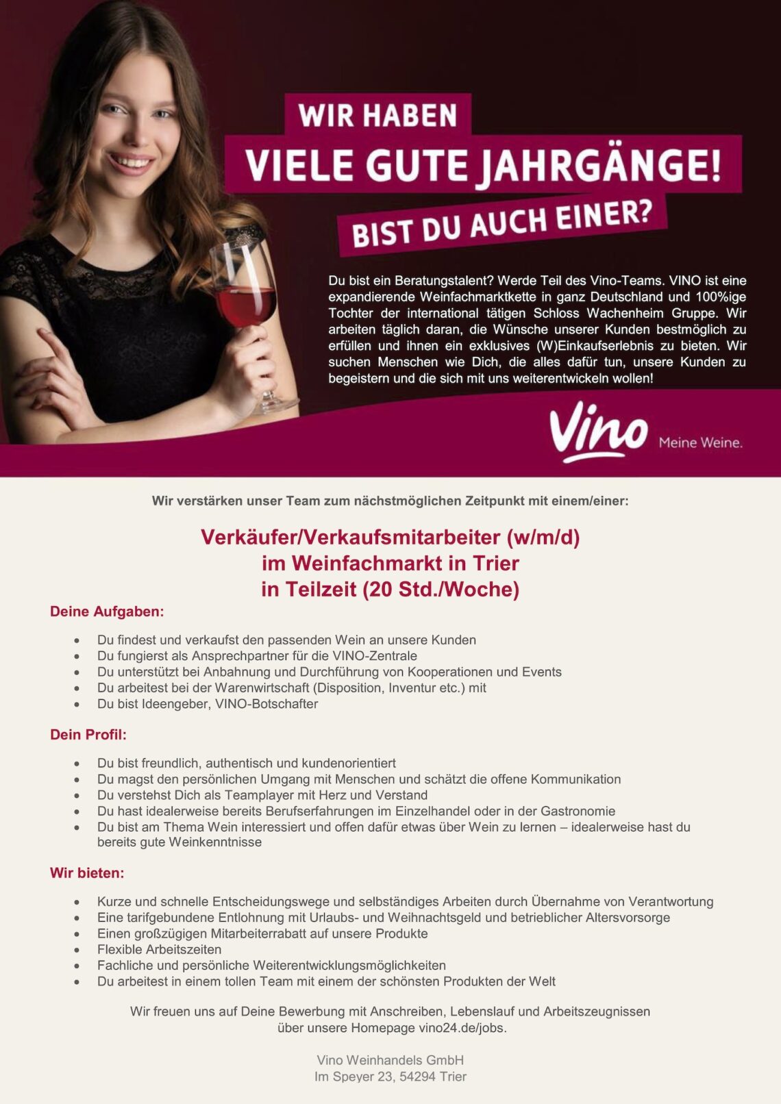 Stellenangebot Vino Weinhandels GmbH