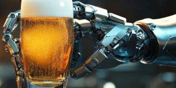 Roboterhand mit einem Bierglas