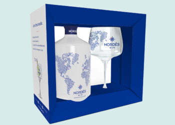Nordés Gin mit Ballonglas als On-Pack