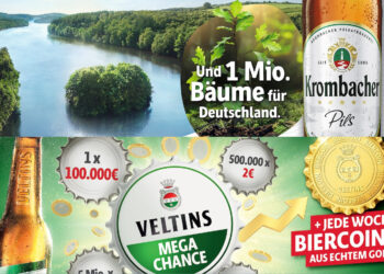 Ab April sollen die bekannten Kronkorken-Gewinnspiele wieder für Aufmerksamkeit sorgen.  (Fotos: Krombacher/Veltins)