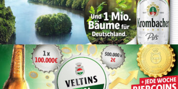 Ab April sollen die bekannten Kronkorken-Gewinnspiele wieder für Aufmerksamkeit sorgen.  (Fotos: Krombacher/Veltins)
