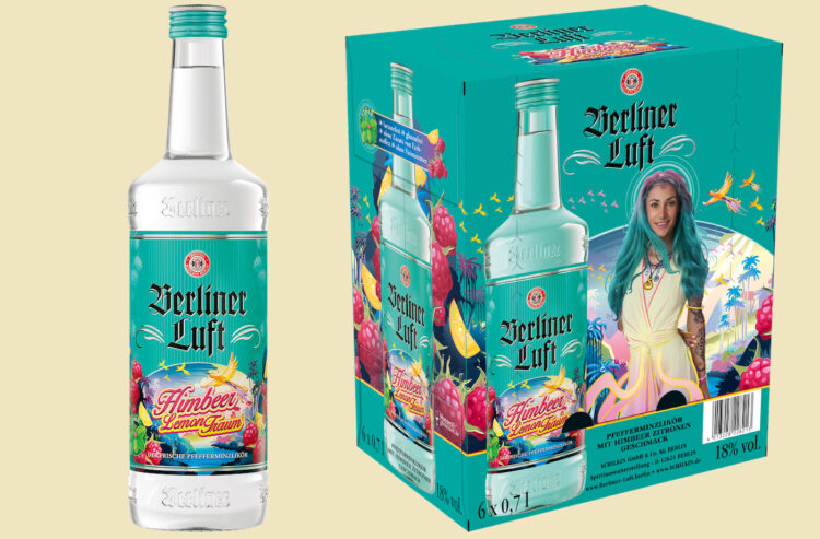 Die neue Sorte Berliner Luft Himbeer-Lemon-Traum in der Flasche und der 6er-Kiste