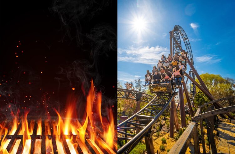 Foto von Achterbahn und Grill